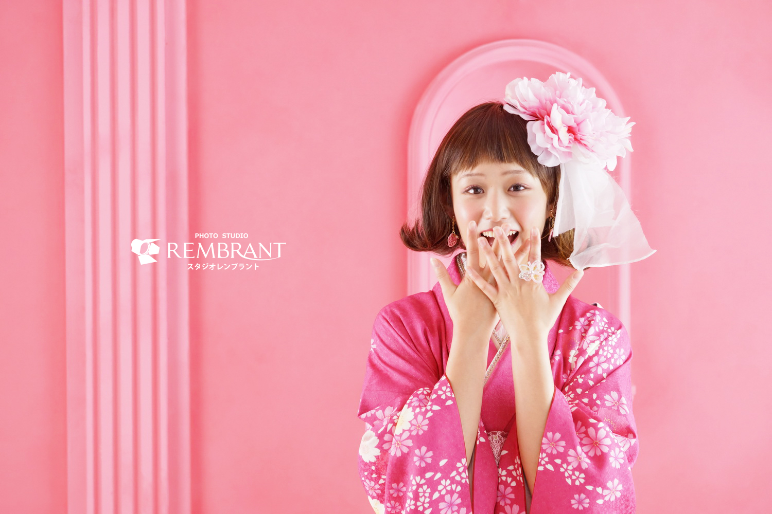 可愛い 成人式 前撮り ピンク